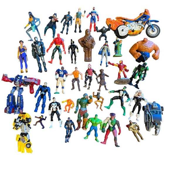 Mixed Lot‎ Of Action Figures DC Marvel Transformers Comic Book Hero's Villains